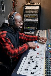 Sound Engineer Working on Music Track