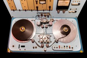 Vintage deck with switches and old reels
